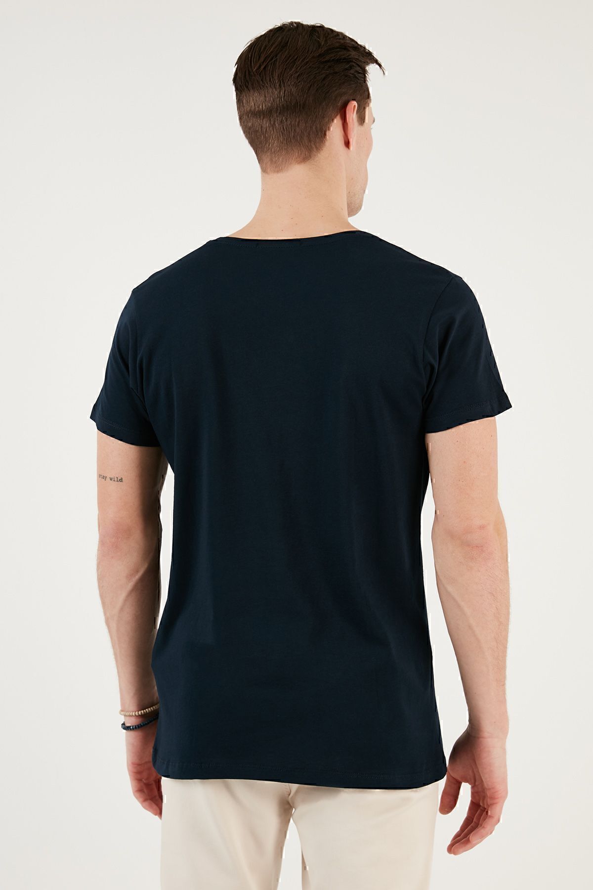 تیشرت مردانه آبی سرمه ای بوراتی | 541REWORK اورجینال - تصویر 6