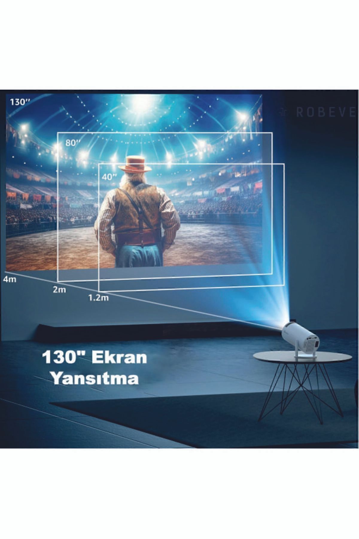 Taşınabilir Sinema Projektörü 1280 * 720p Ev Sineması Bluetooth Android 11