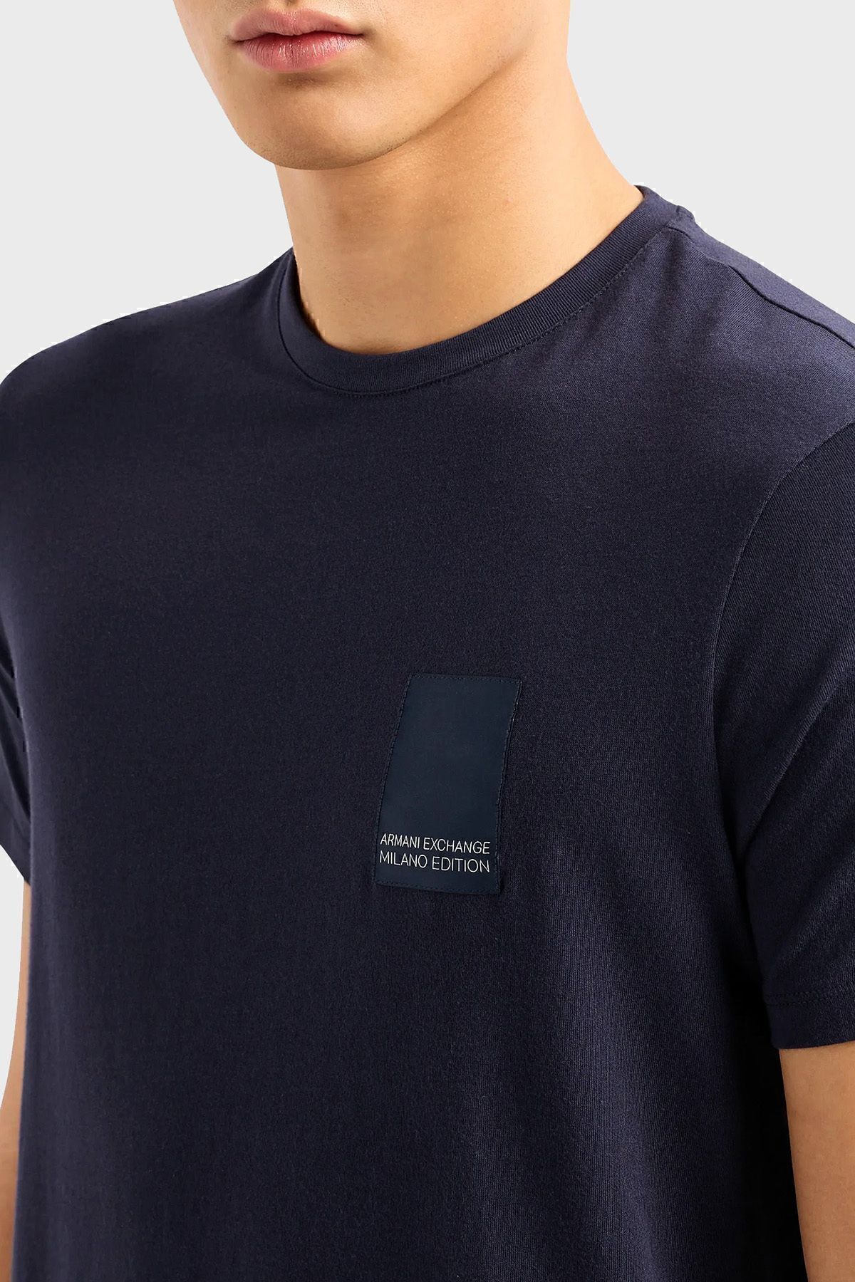 تی شرت آبی مردانه پنبه به طور منظم تناسب دوچرخه پیراهن 3dzthm zj8ez 15cx Armani Exchange