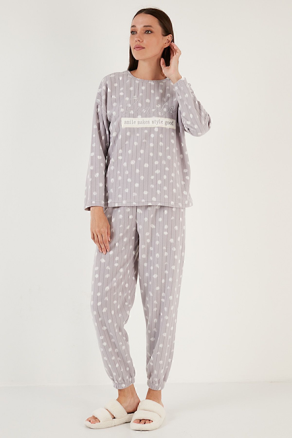 Lela-Set de pijamale din lână cu decolteu obișnuit, cu ajustare obișnuită SET PJAMA 6571007 6