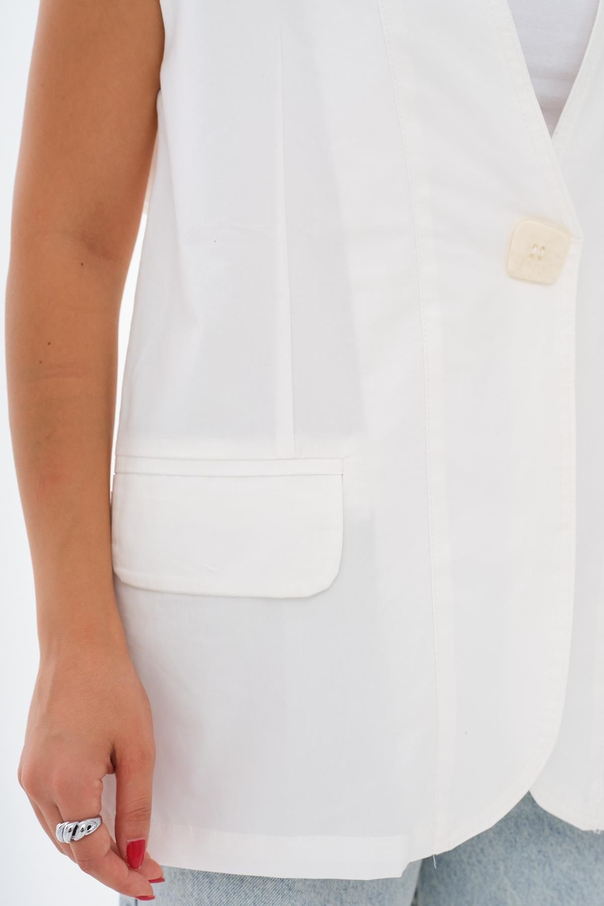 KEYYMOD-White Cos Vest with Transparent Buttons 3