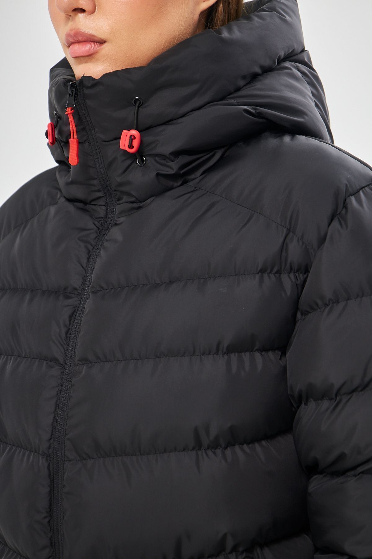 D1fference-Black Hooded Windproof Puffer Winter Jacket - Women 7