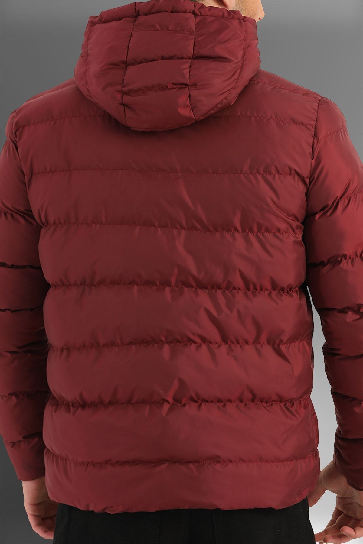 D1fference-Herren-Winter-Pufferjacke aus rotem Fleece mit wasser- und winddichter Kapuze 7