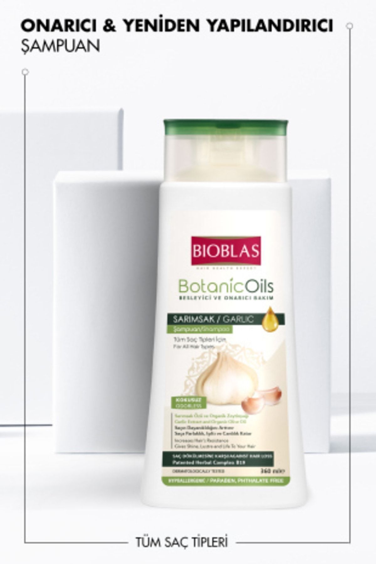 Bioblas-شامبو نباتي بالثوم 360 مل - غير معطر 3