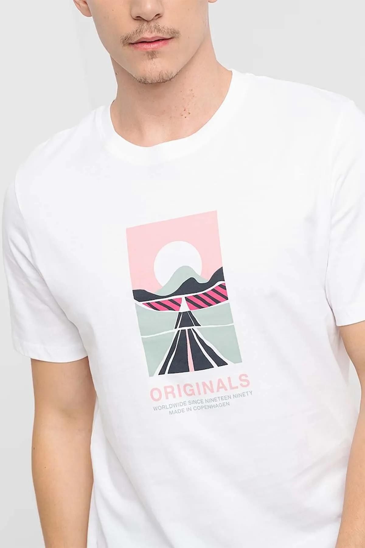 تیشرت مردانه سفید جک اند جونز | 4YETSBS35625 اورجینال - تصویر 3