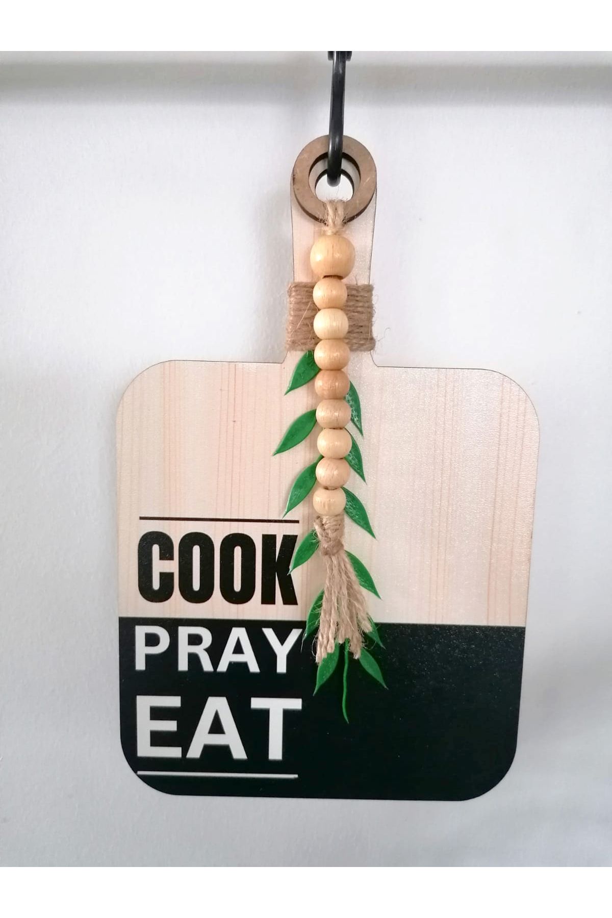 Mutfak Dekorasyonu | Ahşap Kesme Tahtası Süsü Duvar Süsü | Mutfak | Cook Pray Eat Yazılı 3
