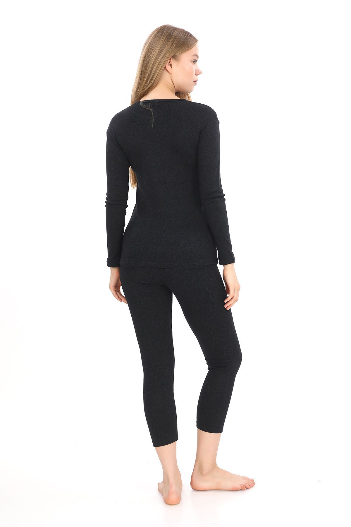 SAUNA SUIT-Set termic de iarnă unisex antracit - Tricou și jambiere interioare din bumbac care păstrează căldura 4