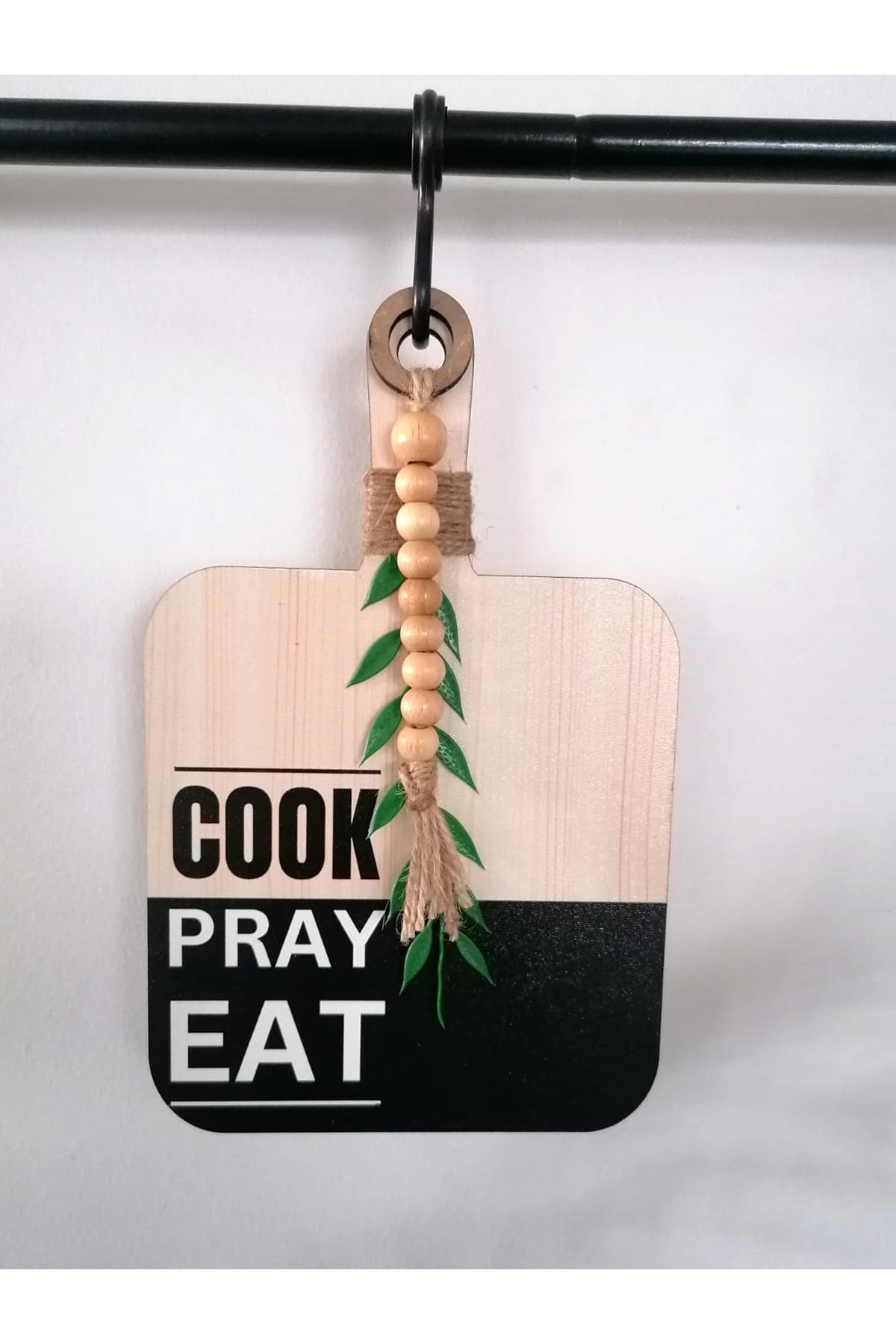 Mutfak Dekorasyonu | Ahşap Kesme Tahtası Süsü Duvar Süsü | Mutfak | Cook Pray Eat Yazılı 2