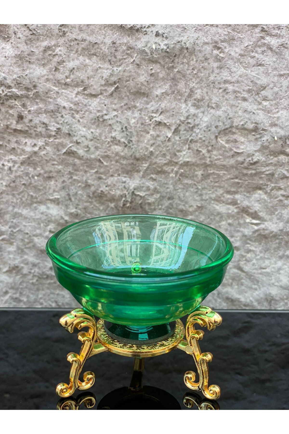 Decorative Crystal Glass Single Color Serving Bowl Green