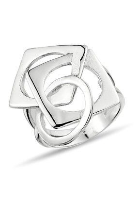 Metay Silver Geometrik Desenli Taşsız Yüzük | El İşçiliği Tasarım | 925 Ayar ...