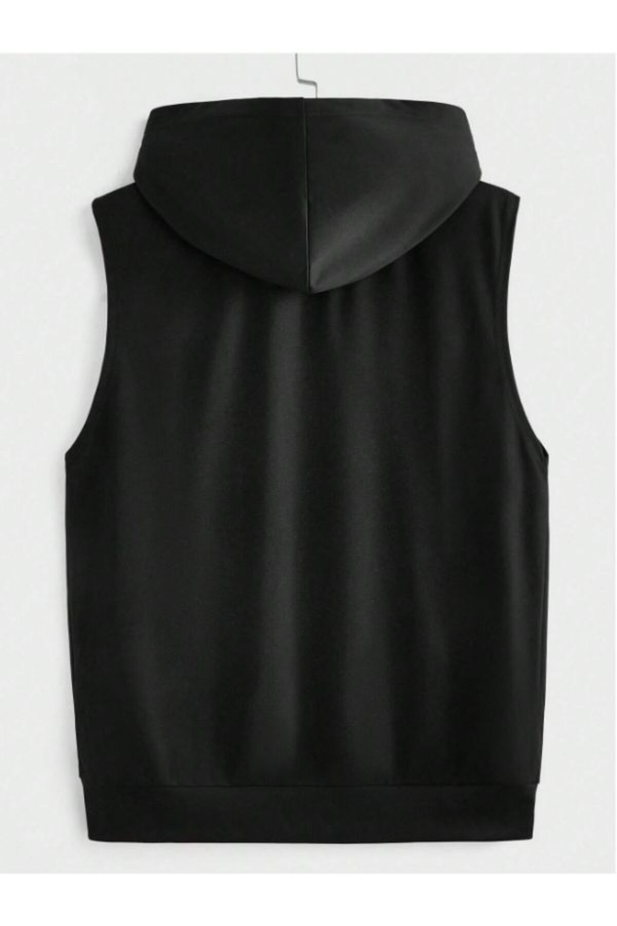 MOONBULL  Unisex Fermuarlı Kapüşonlu Kanguru Cepli Oversize Kolsuz Yelek - Görsel 2