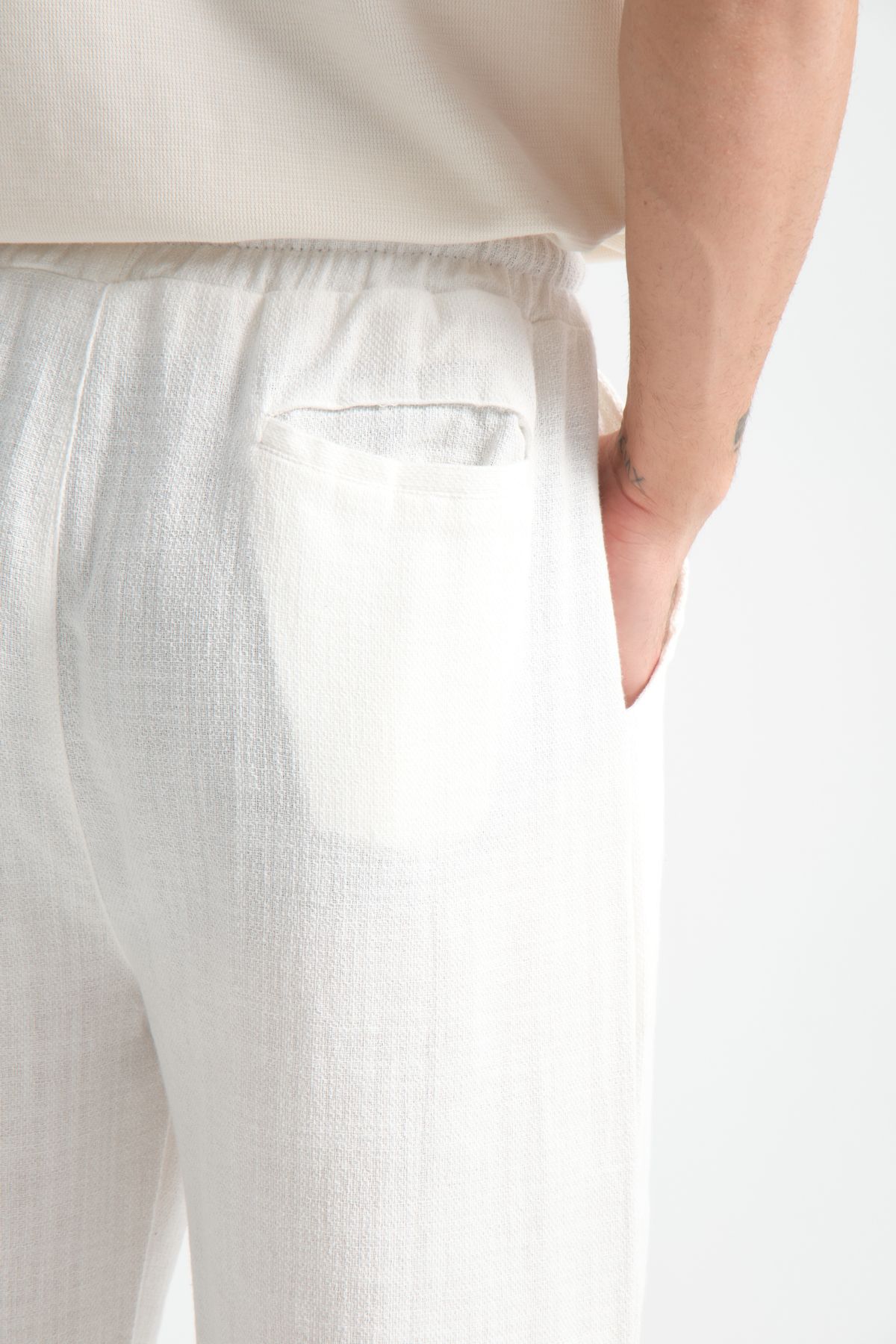 Thicked Erkek Kalın Baggy Keten Görünümlü Rahat Pantolon Bol Paça Yeni Sezon — 5