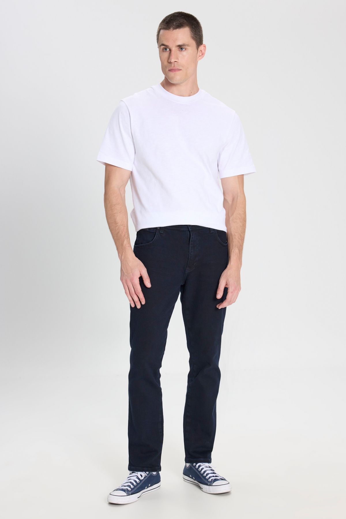 شلوار جین آبی مردانه تگزاس باریک و برش نرم کمر تیره انعطاف پذیر Wrangler