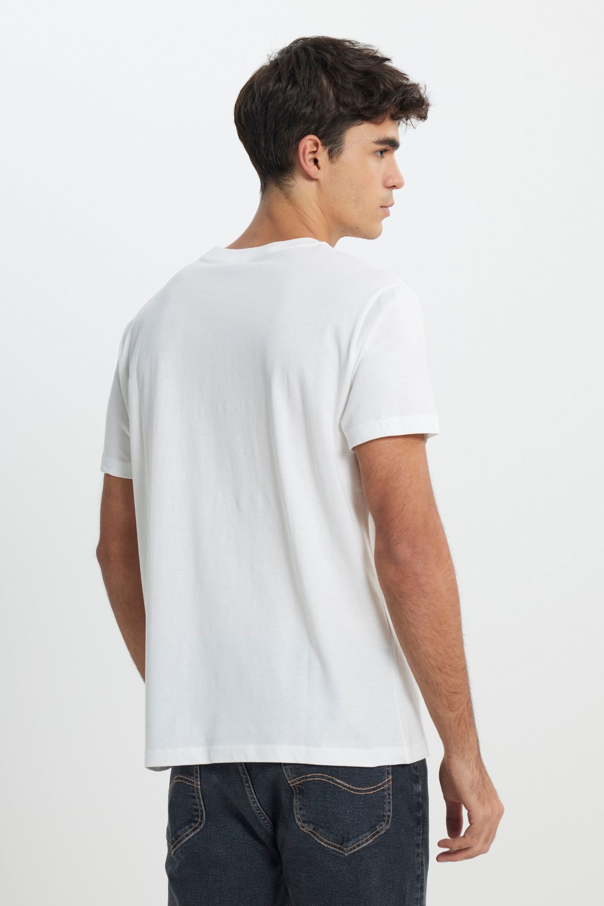تی شرت سفید مردانه به طور منظم مناسب برش طبیعی 100 ٪ دوچرخه پنبه ای T SHIRT Lee