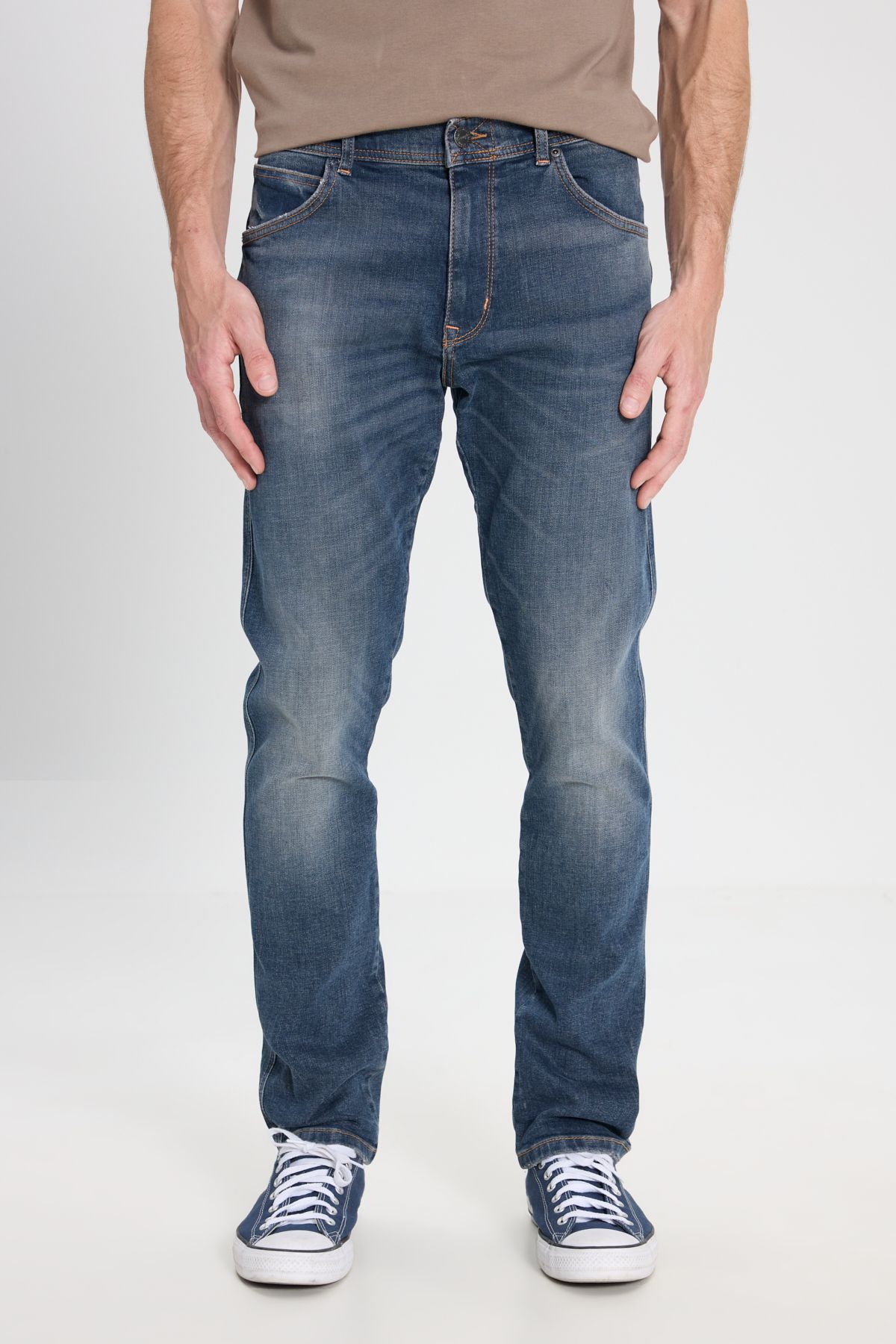 شلوار جین آبی مردانه LARSTON SLIM FIT BRAT BARD کمر کم باریک و انعطاف پذیر Wrangler