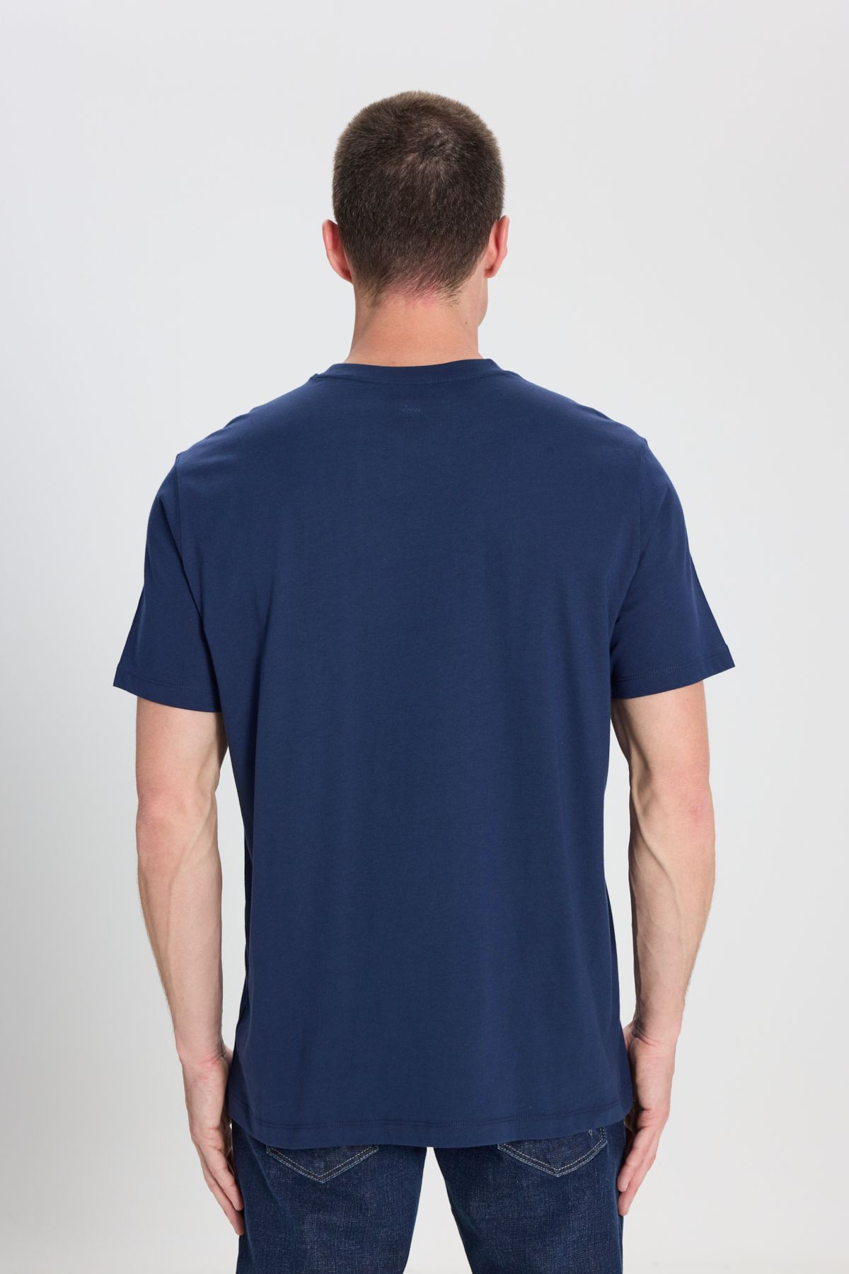 تی شرت آبی مردانه به طور منظم مناسب گردن دوچرخه برش طبیعی 100 ٪ پنبه T shirt Wrangler