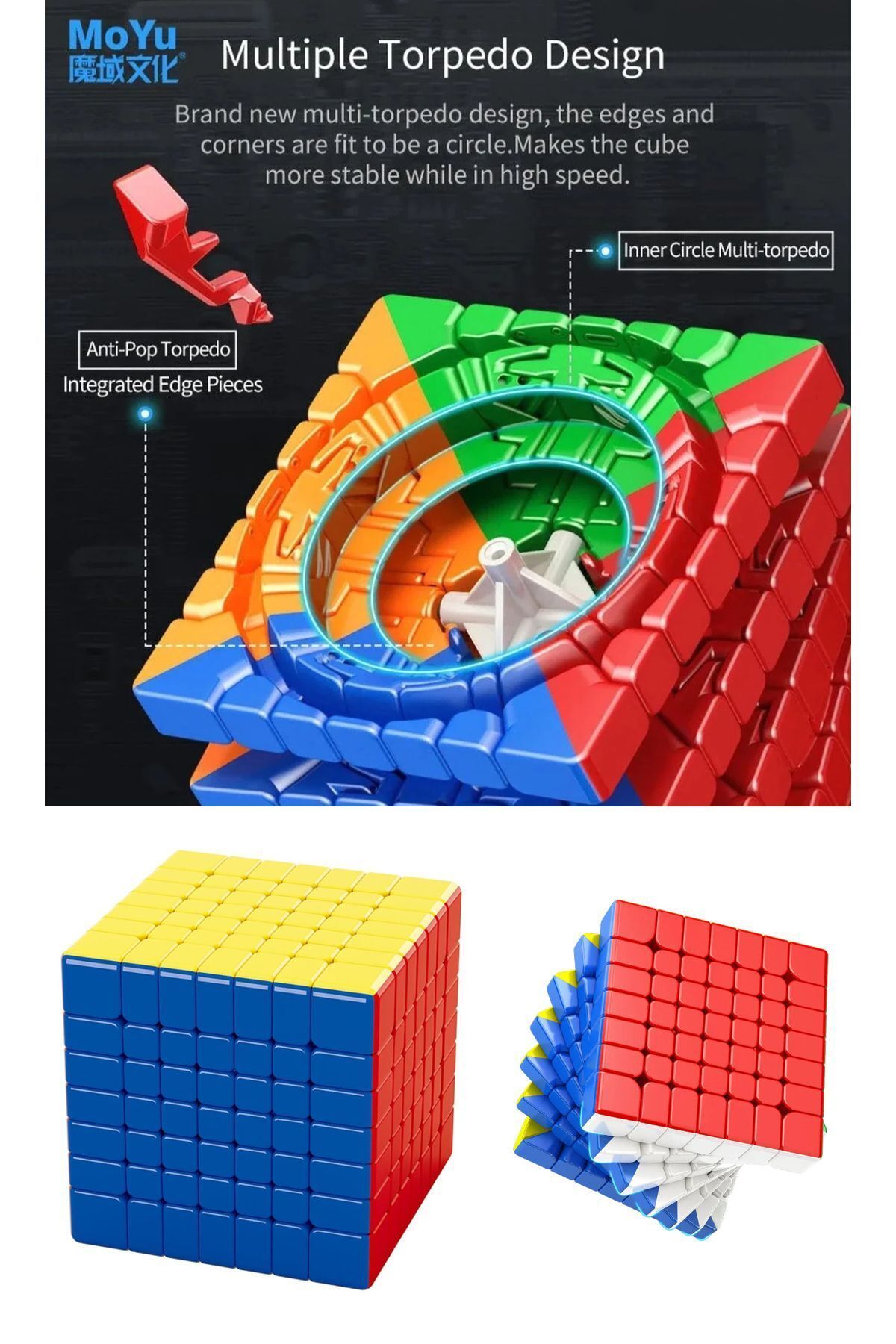 TOYFEST Moyu Meilong 7x7 Magnetic Cube 7M V2 - Mıknatıslı Standlı