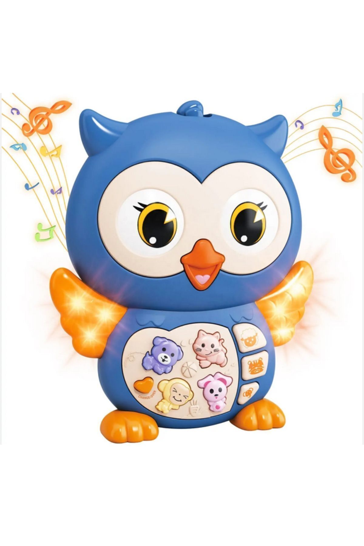 TOYFEST Hayvan Sesleri Çıkaran Işıklı Müzikli Baykuş Modelli İnteraktif Bebek Eğitici Tuşlu Oyuncak - Mavi fotoğrafı 6 (önizleme)