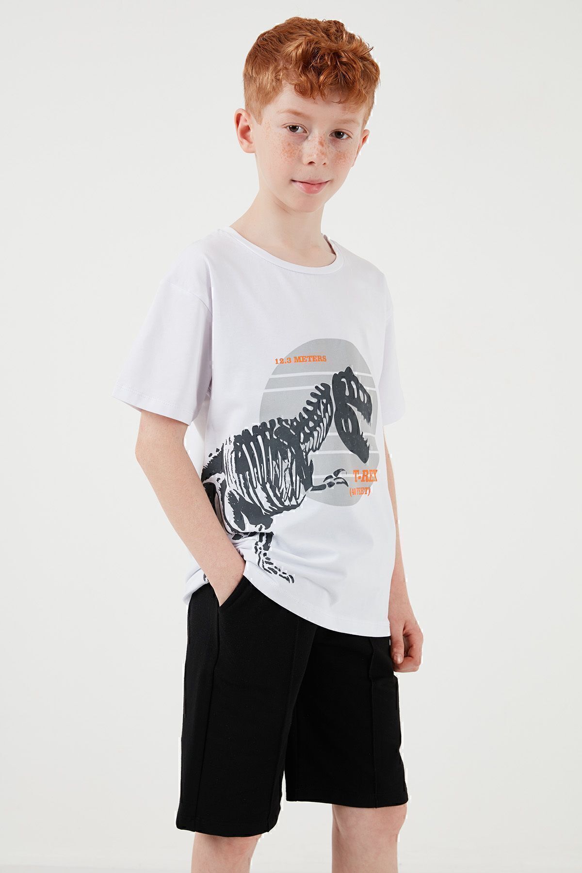 Lela-Set de pantaloni scurți de sus și de jos, cu decor normal, din bumbac, costum băieți6212015 4