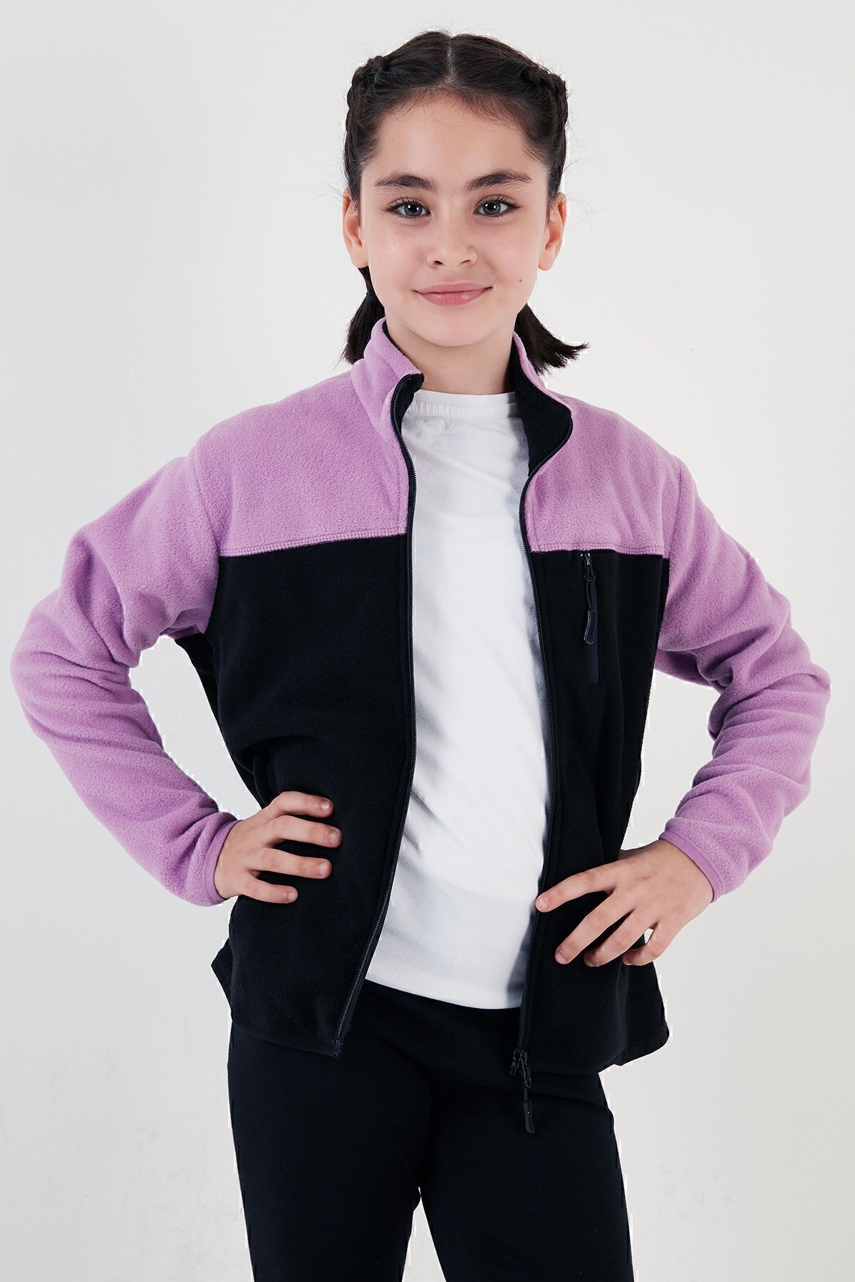 Lela-Textura moale, cu fermoar, bloc de culoare, buzunar pentru guler, Polar, unisex, pentru copii, POLAR 5905001 3