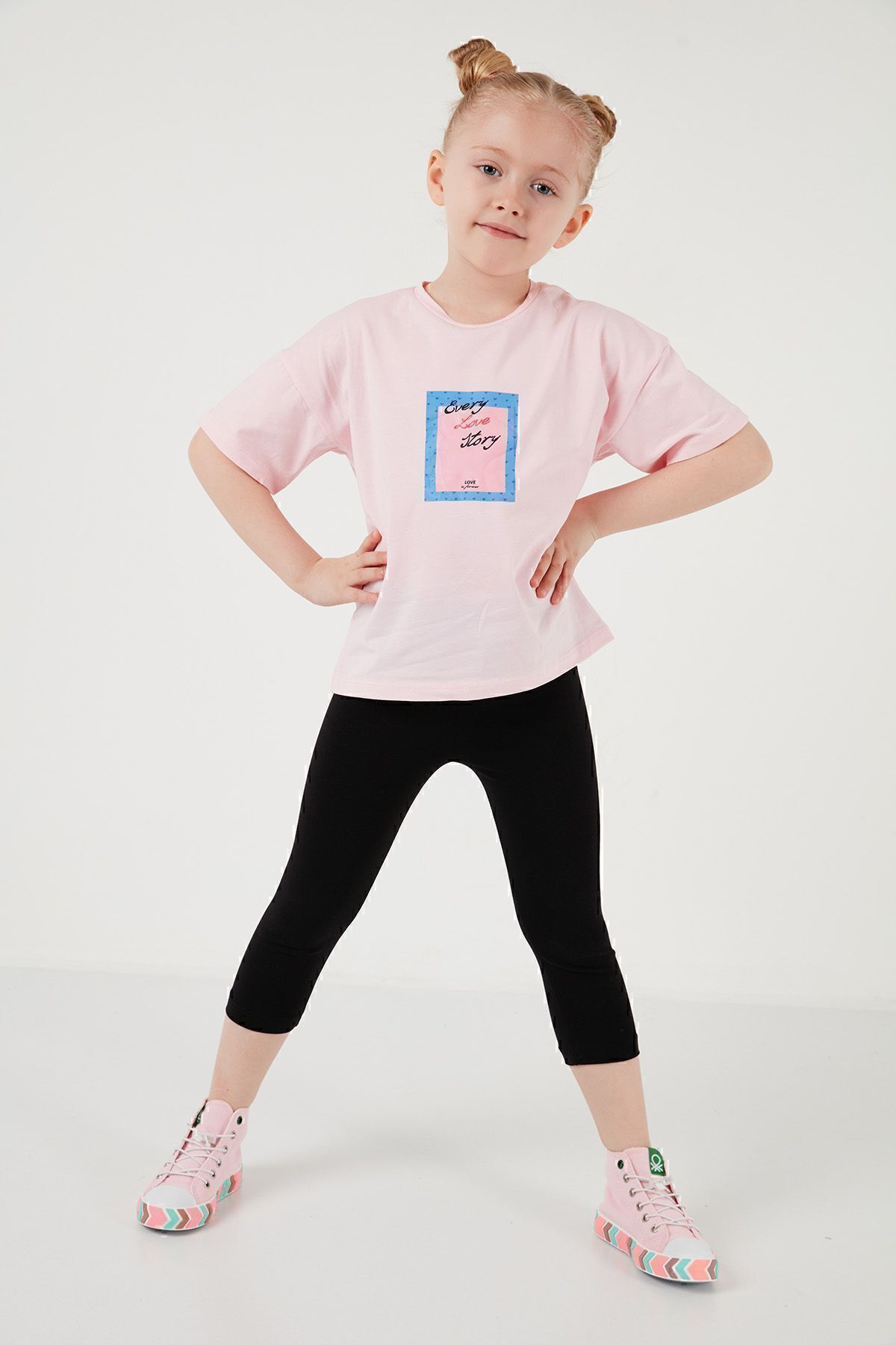 Lela-Cotton Crew Neck Short Sleeve Tights Top and Bottom Set Girl's SET6212005 5