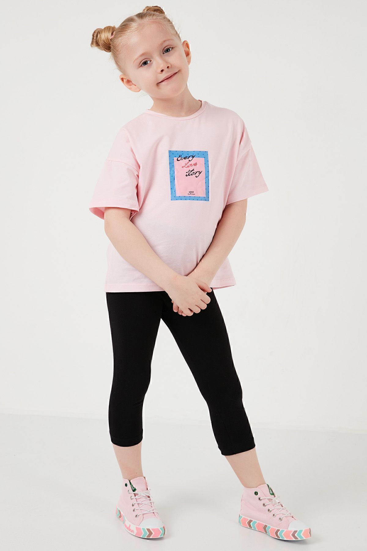 Lela-Cotton Crew Neck Short Sleeve Tights Top and Bottom Set Girl's SET6212005 7