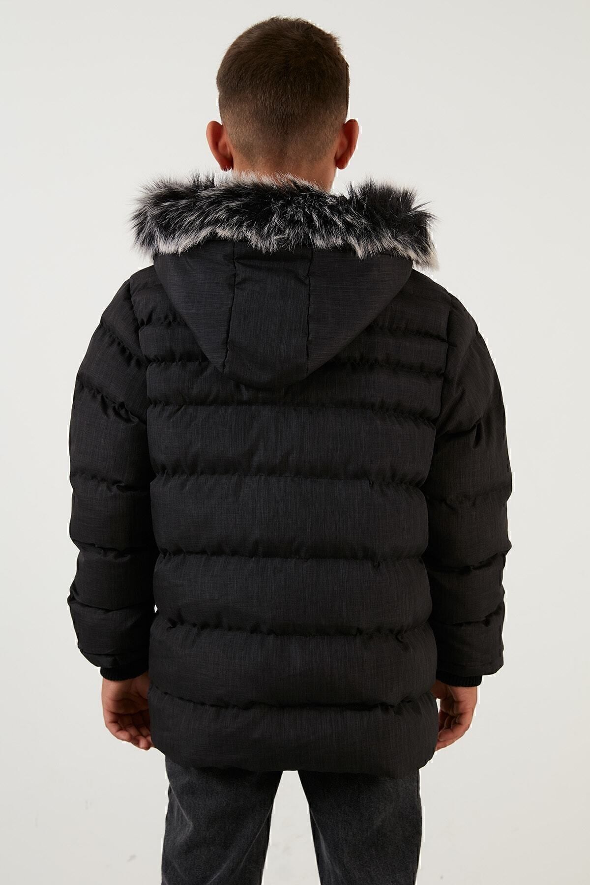 Lela-Plush Lined Removable Hooded Winter Coat with Pockets Boys' Coat 5760024 7