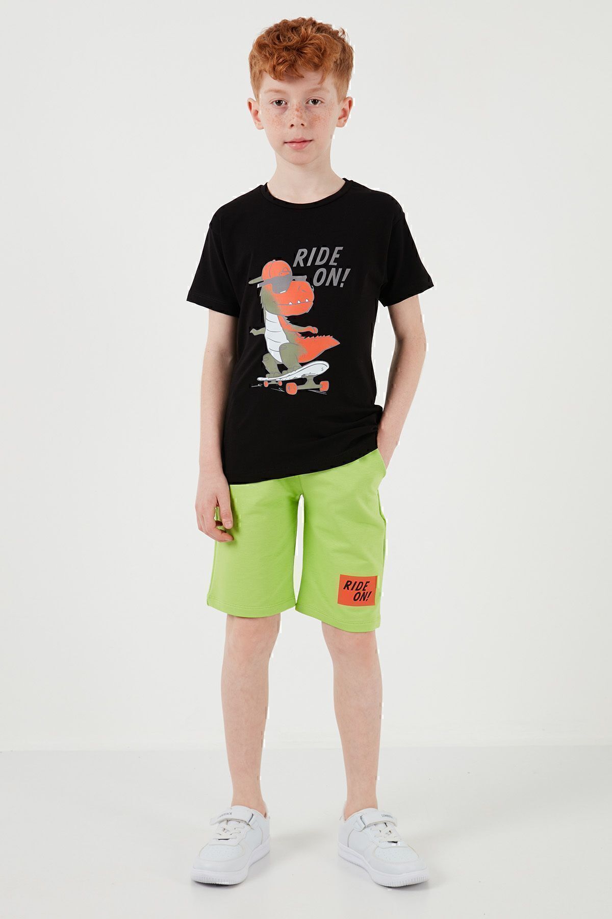 Lela-Set de pantaloni scurți de sus și de jos, din bumbac, cu croială normală, cu decolteu, pentru băieți6212014 6