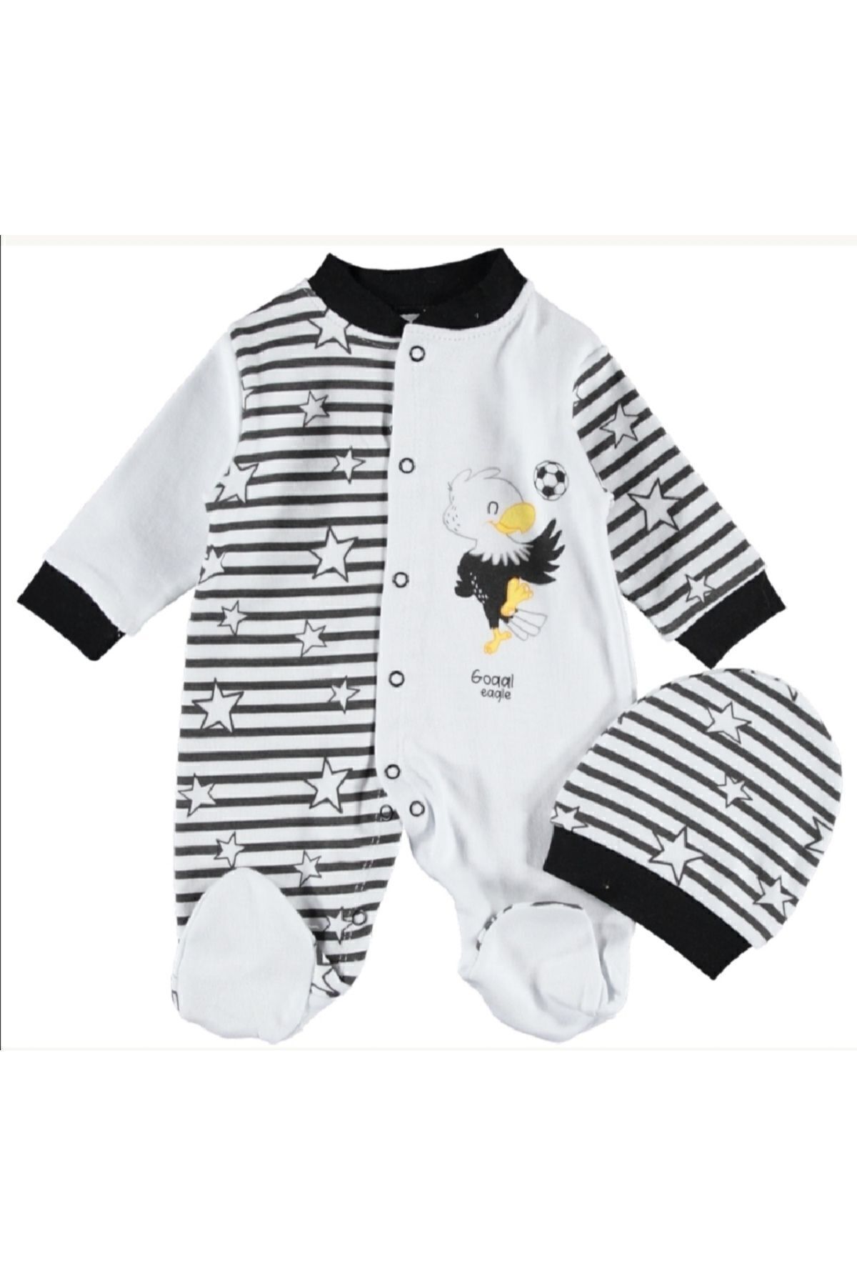 İLHANLAR-Baby Black White Eagle Fan Jumpsuit 1