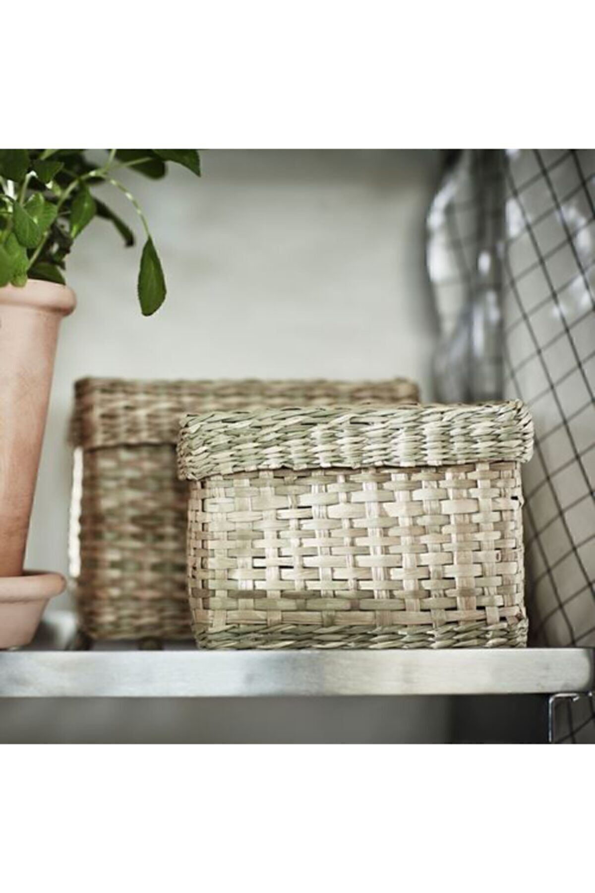 IKEA-2 Piece Wicker Organizer Box with Lid 2 Piece Organizing Box Square Wicker Box 3