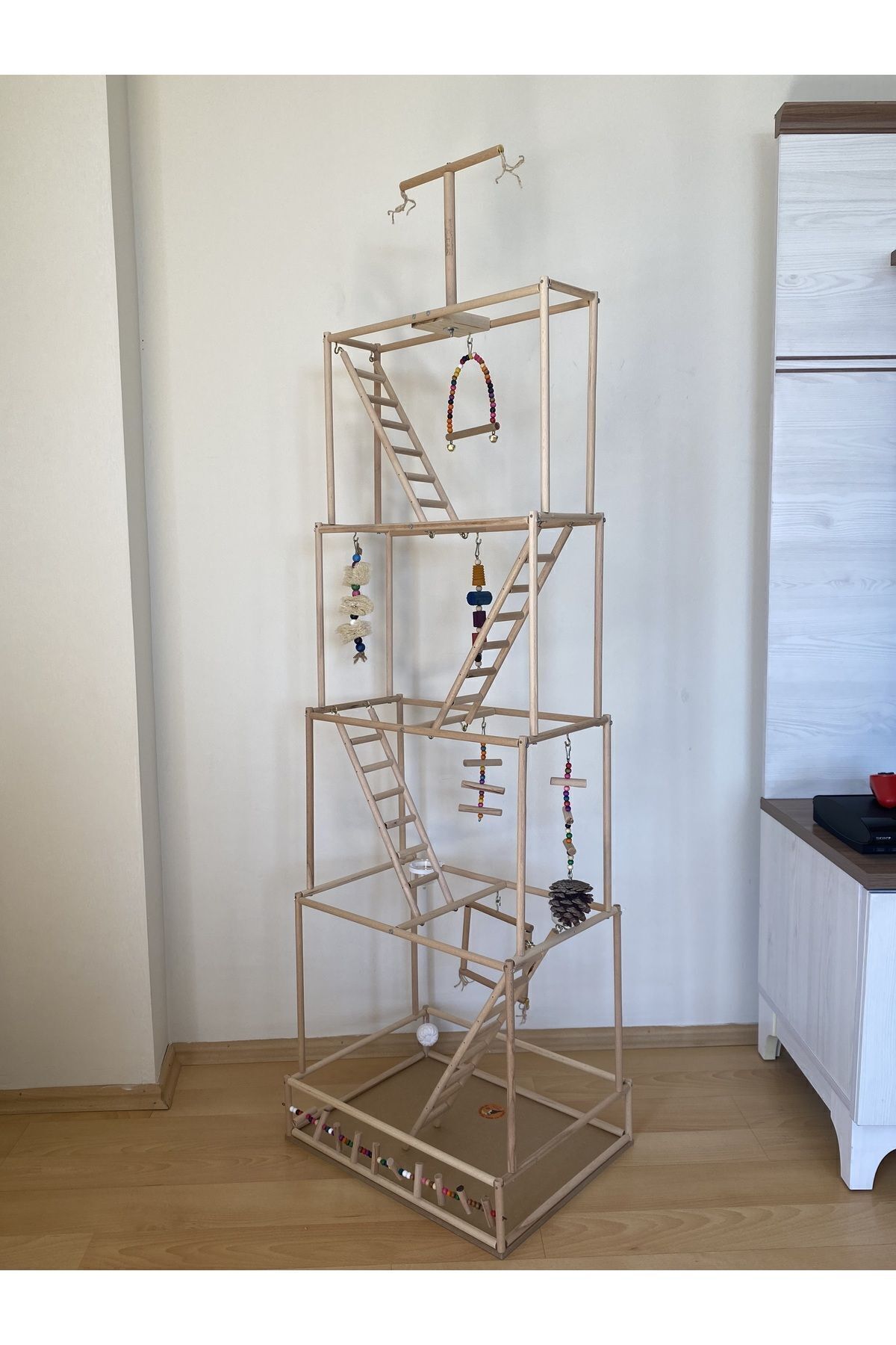 Paks Pet-Bird Playground No:18, Handmade Large Size Bird Playground, Wooden Bird Toy 3