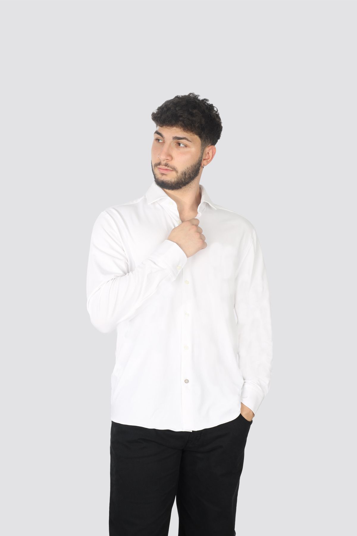 پیراهن بلوز دکمه دار مردانه آرم سفید آستین 50521349 100 BOSS