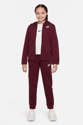 Nike Sportswear Fleece Gray Kids Tracksuit Pamuklu Cocuk E ofman Tak m Bordo Fiyat Yorumlar Trendyol
