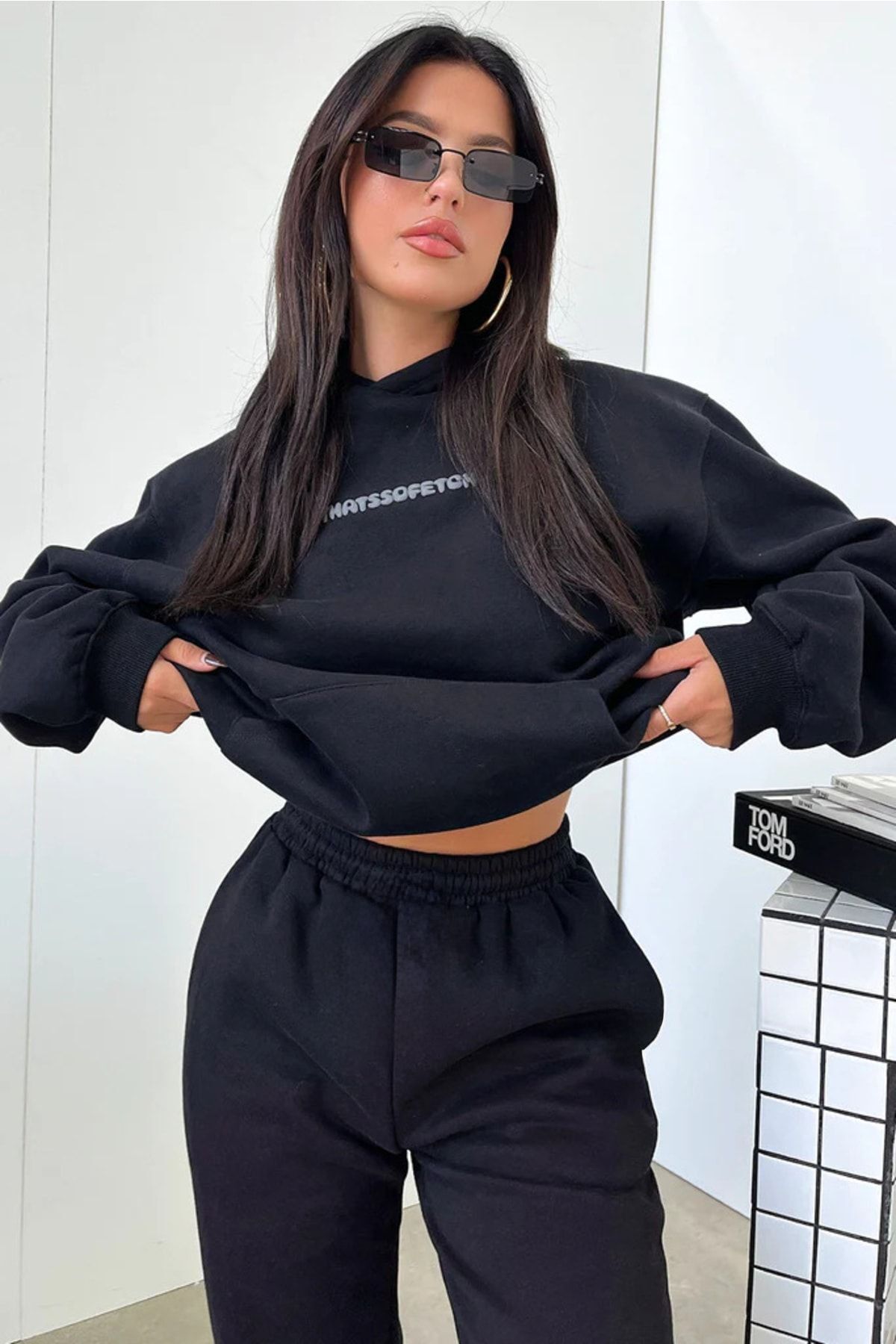 That So Fetch Sweatshirt Eşofman Altı Jogger - Siyah Baskılı Eşofman Takımı Kapüşonlu — مشکی TSFESTK-MR — تصویر 3 از 5