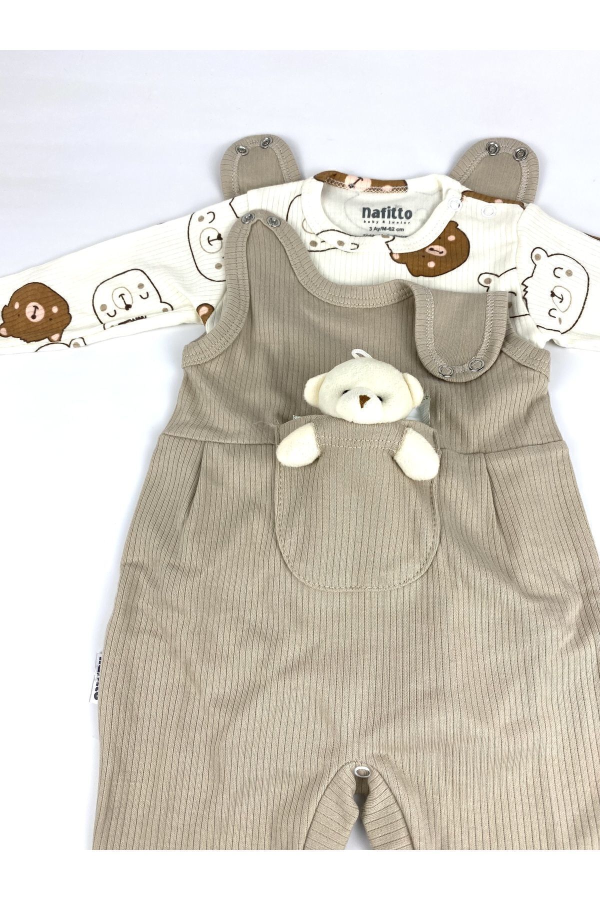 بادی نوزادی پسرانه – دخترانه بژ Nafitto baby&junior | NFT1427 اورجینال - تصویر 5