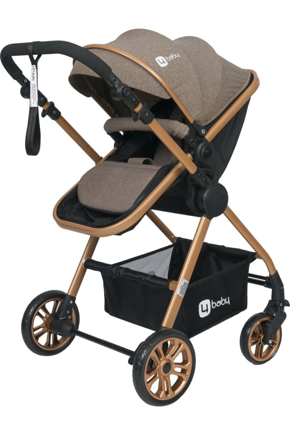 4 Baby 4 Parça Salıncaklı Travel Esse Model Gold Bebek Arabası Antrasit Yağmurluk Hediyeli fotoğrafı 4 (önizleme)