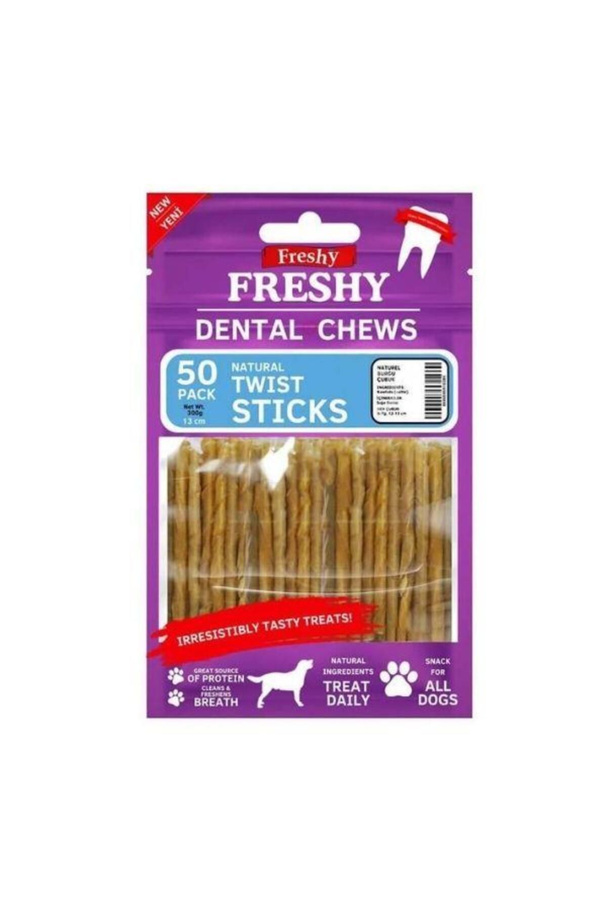 Freshy Dental Chews Naturel Burgu Çubuk 50'li Paket 300 gr 13 Cm