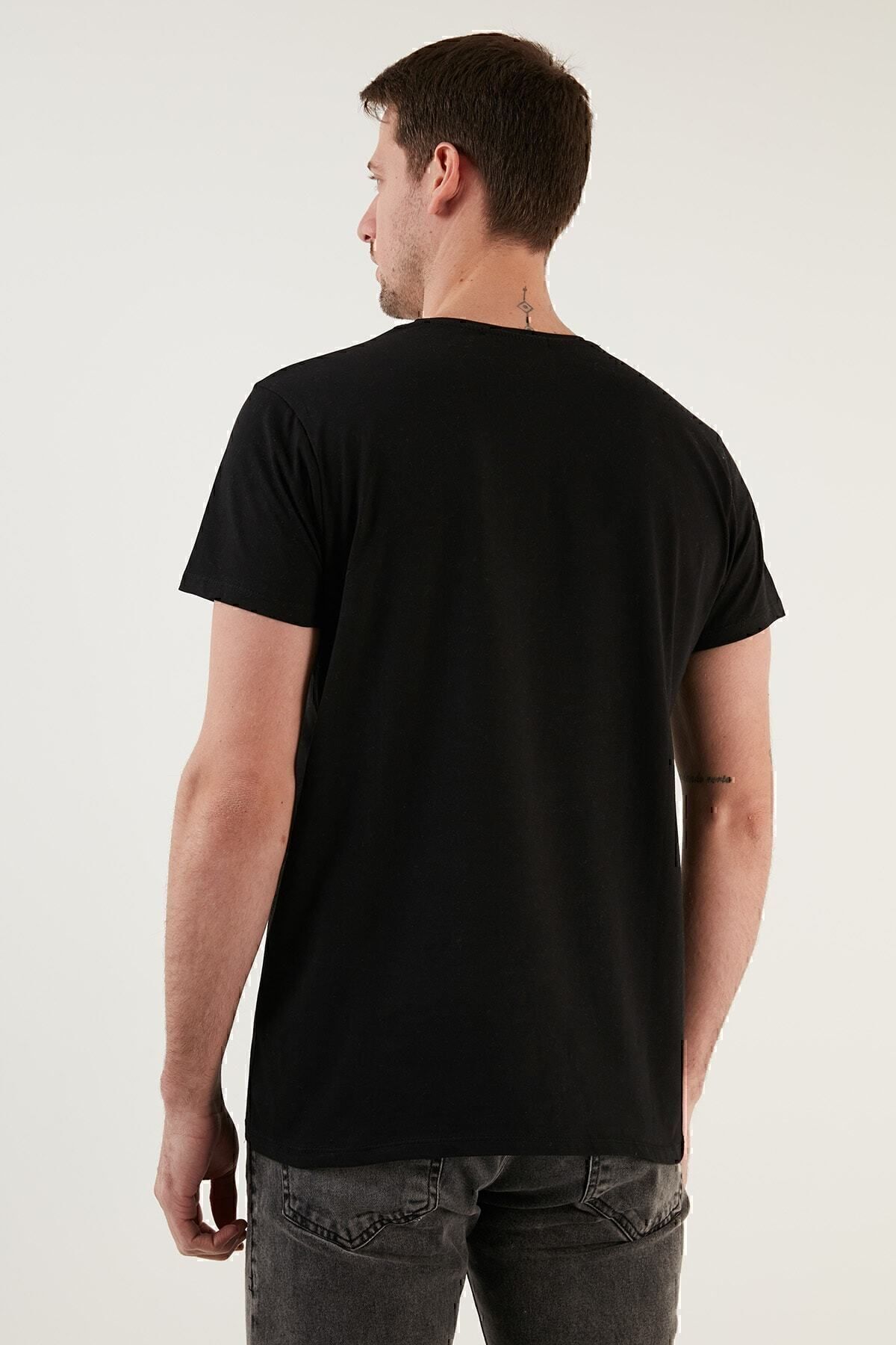 تیشرت مردانه مشکی بوراتی | 541THEMAS اورجینال - تصویر 5