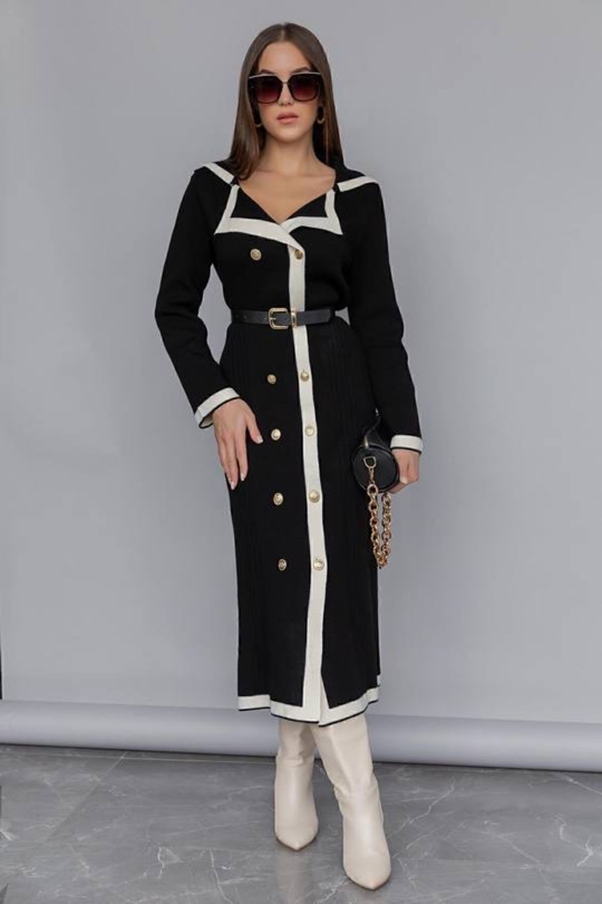 femme hiver homme col biais robe en tricot
