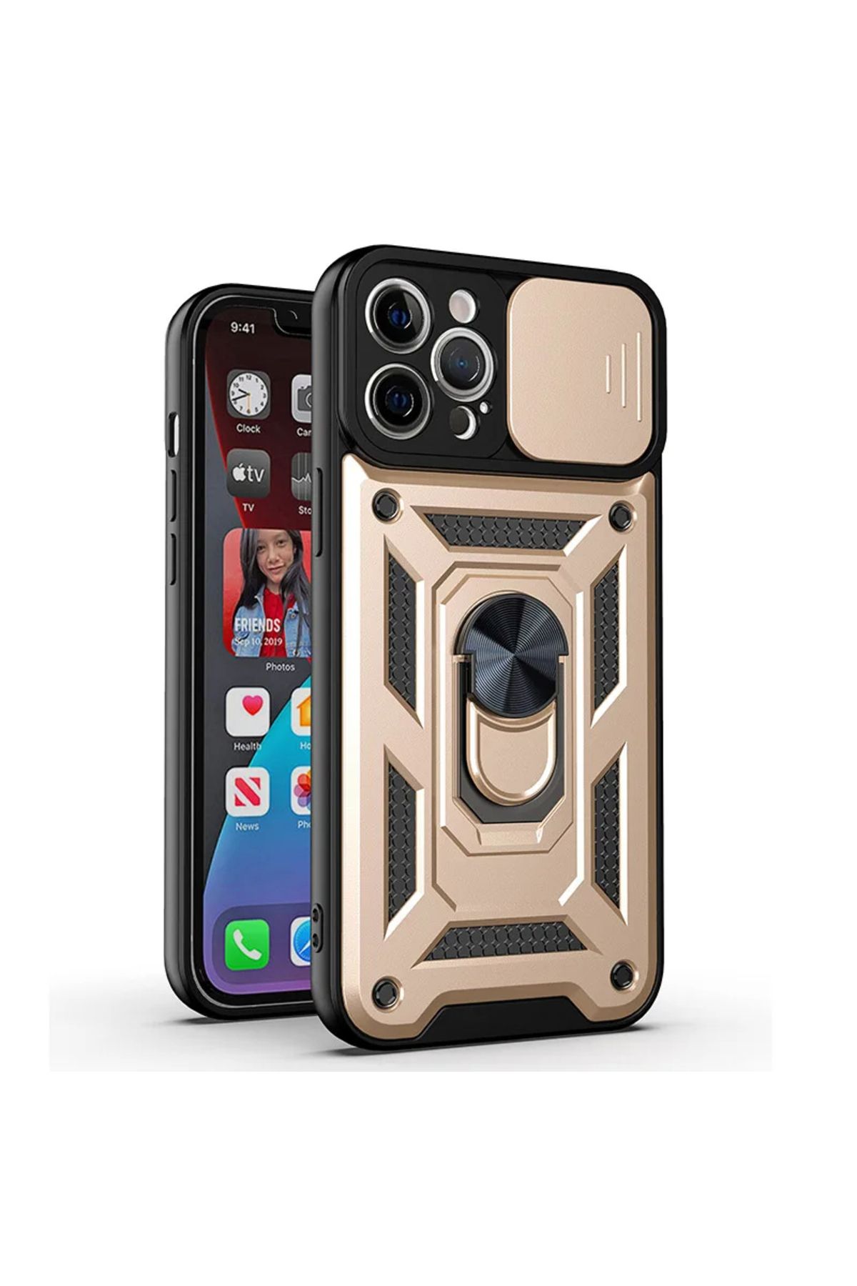 Iphone 15 Pro Max Compatible Case Camera Protected Sliding Ring Extra Protected Tank Case