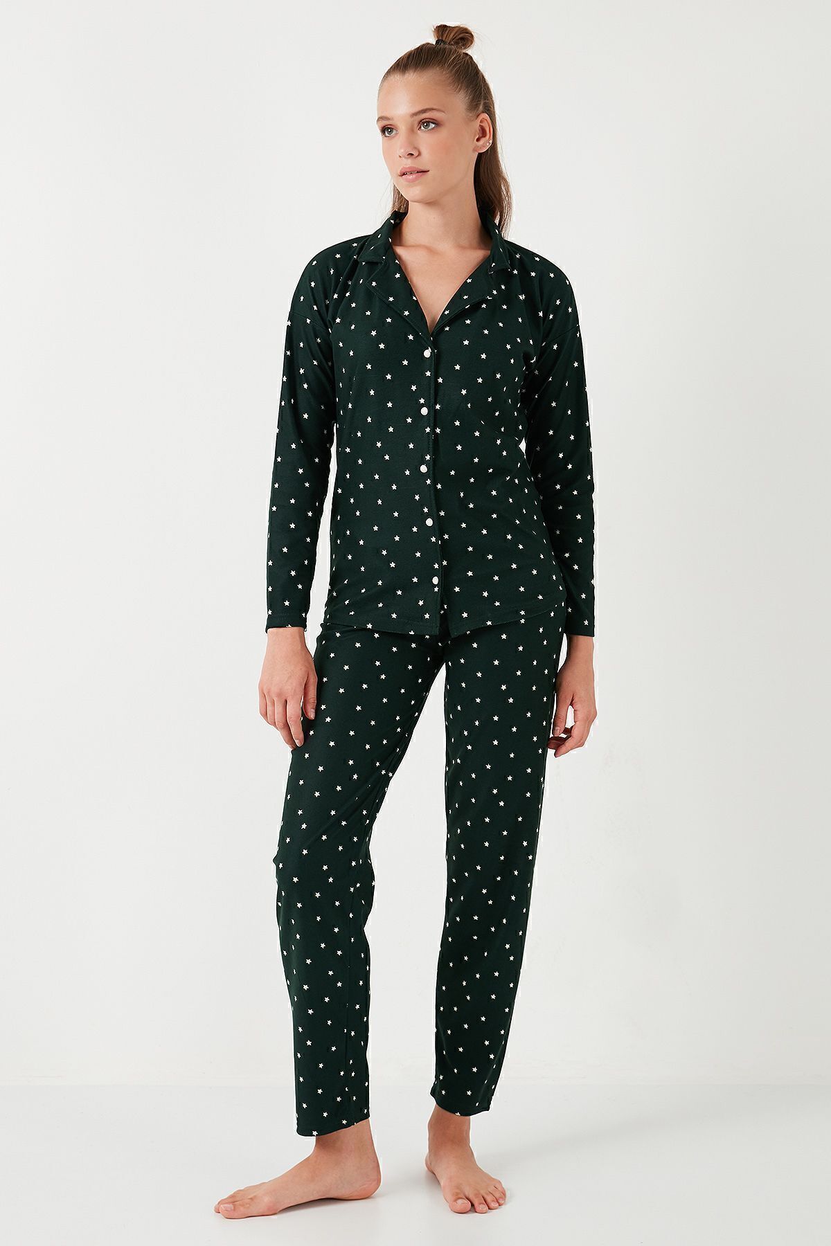 Lela-Stretch Standard Fit Buttoned Pajama Set - 60956601 3
