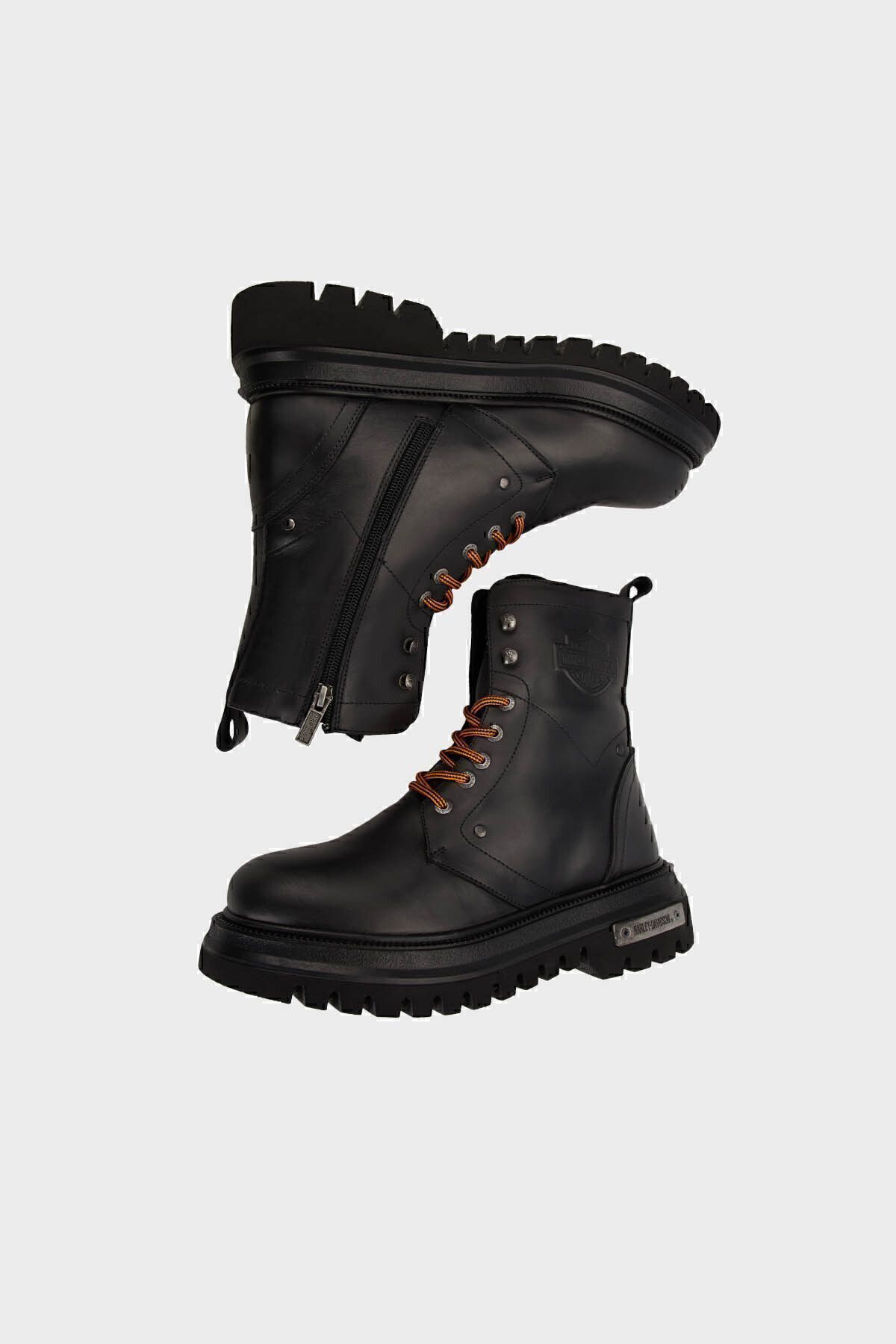 چکمه و بوت مشکی مردانه های چرم اصل Dearie Logo 021M100570 Harley Davidson