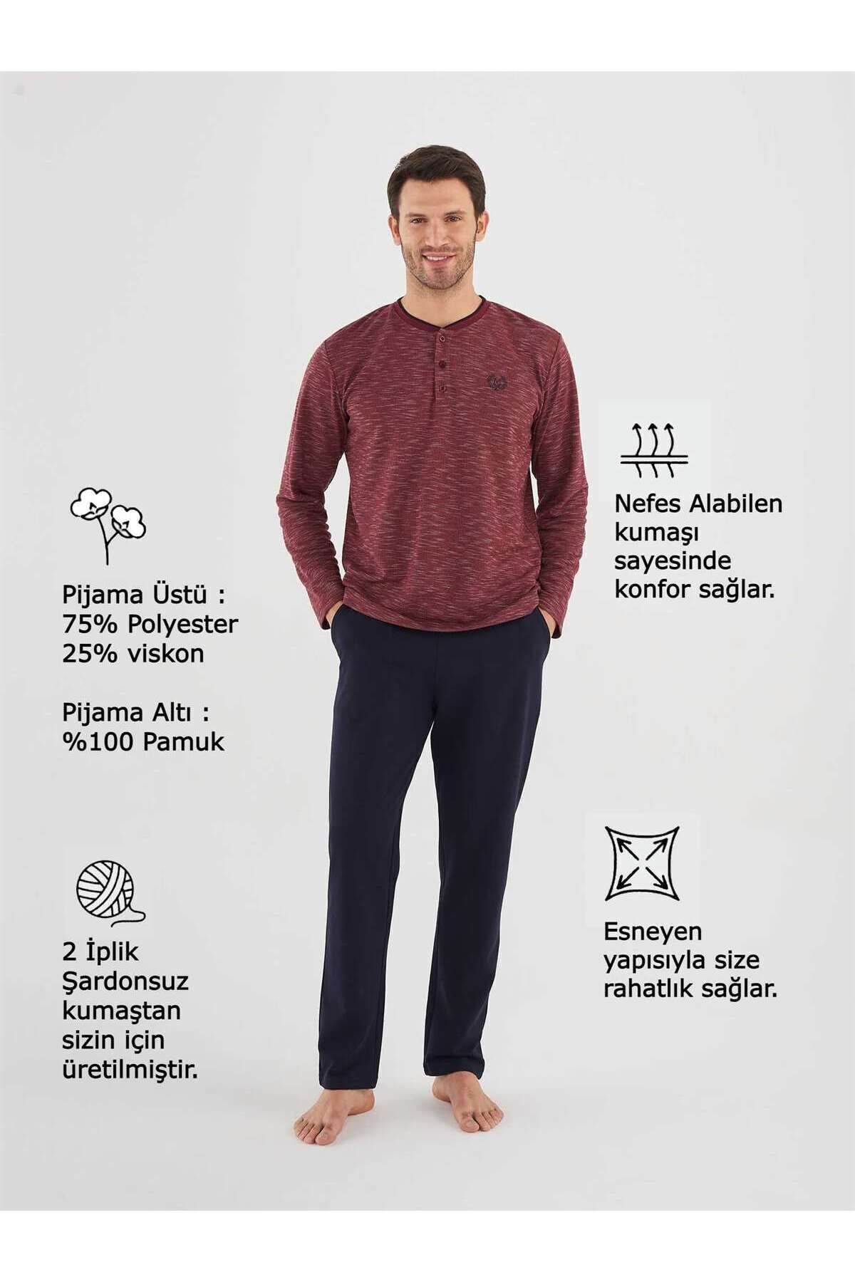 Mod Collection-Ανδρικό Σετ Πιτζάμες Plum Placket 4