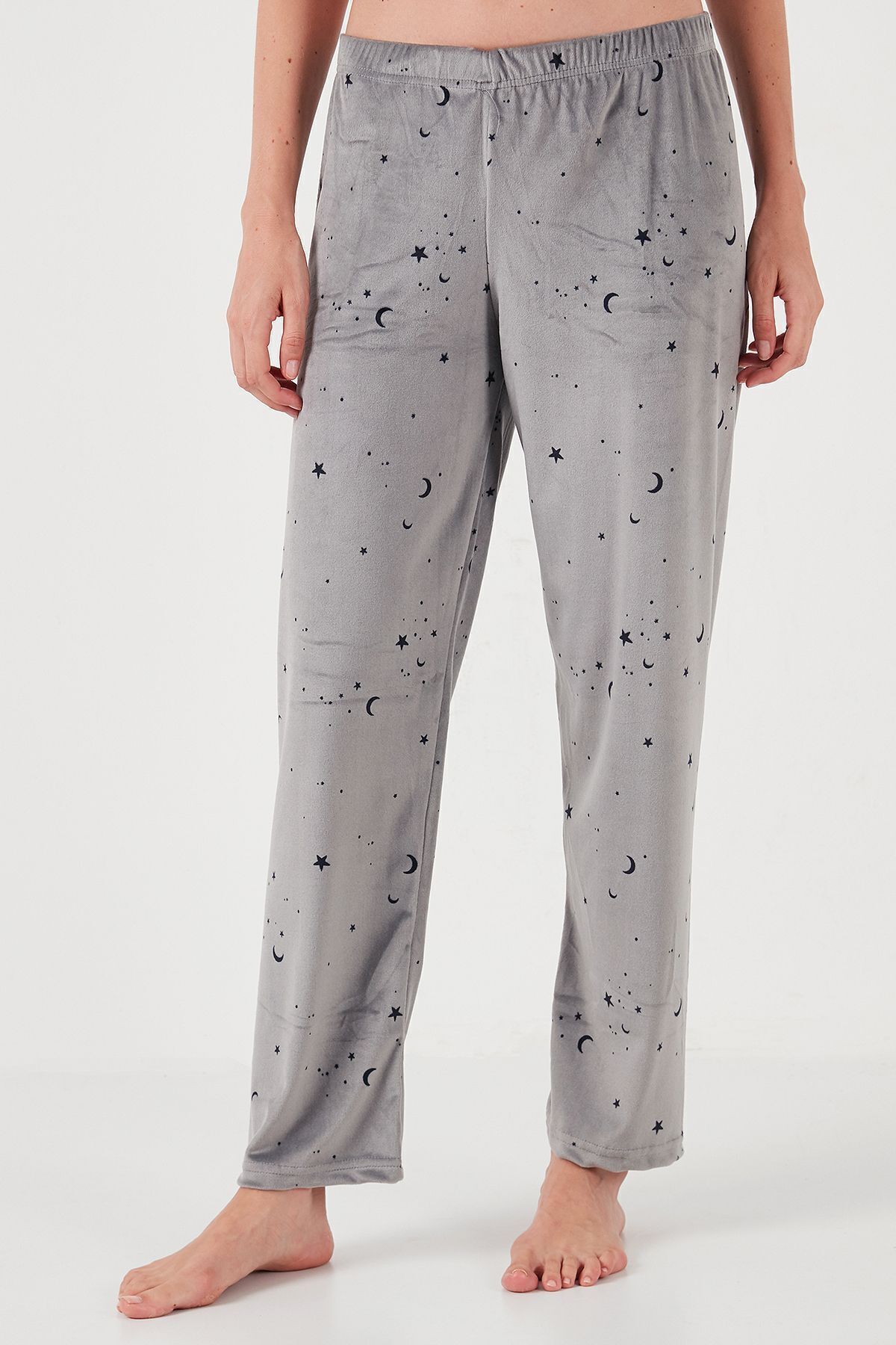 Lela-Shiny Patterned Regular Fit Velvet Pajama Set - 65713311 7