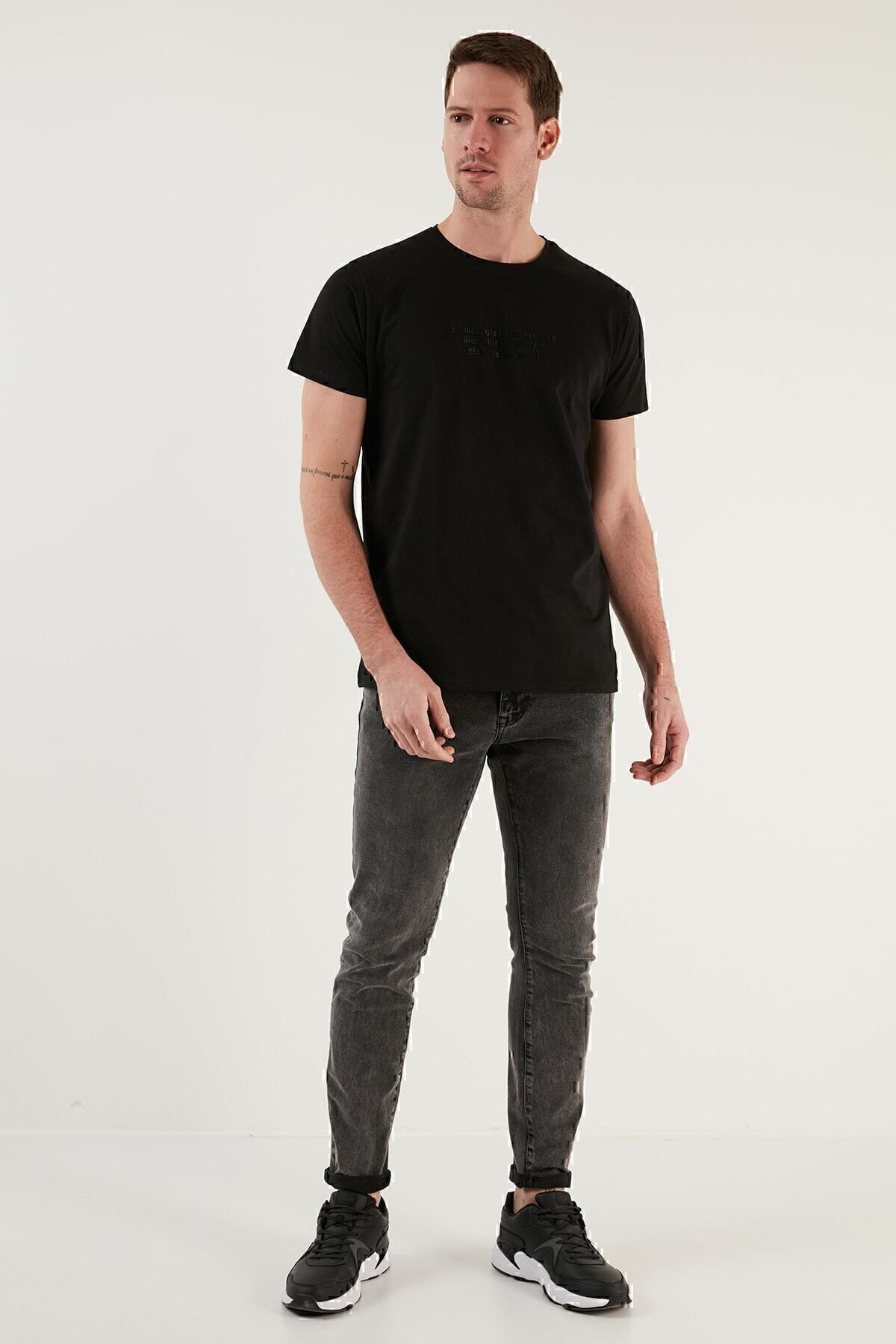 تیشرت مردانه مشکی بوراتی | 541THEMAS اورجینال - تصویر 3