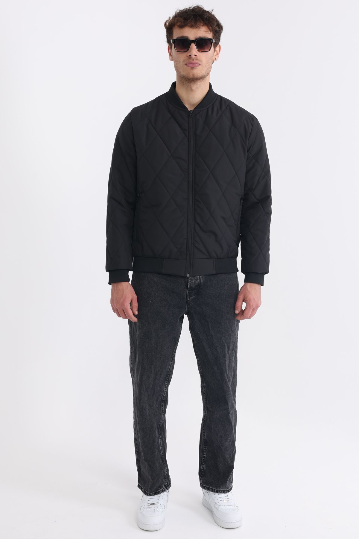 D1fference-Men's Black Lined Windproof Hooded Lightweight Seasonal Jacket 2