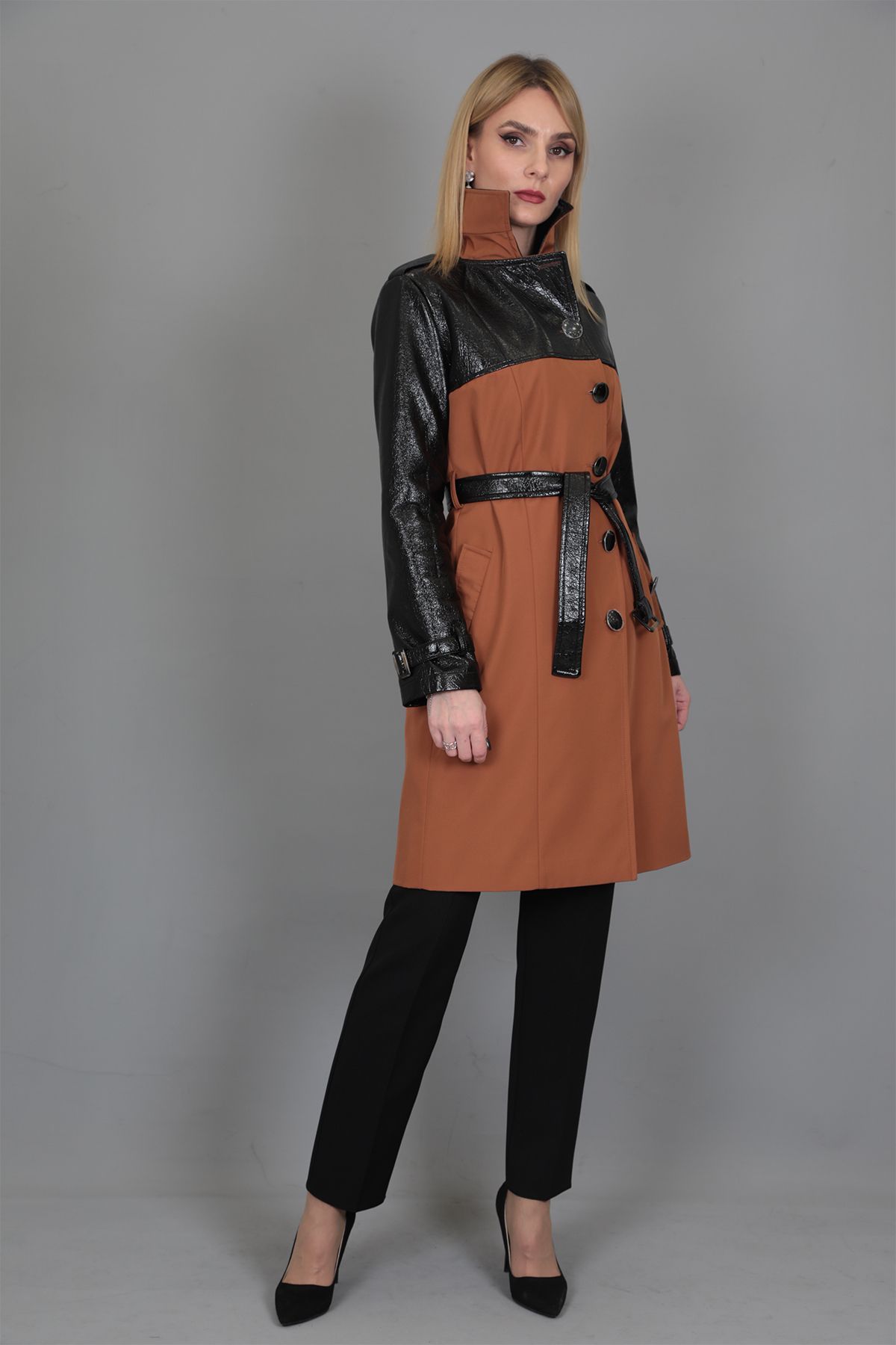 ÖNDER ÖZSOY-Leather Detailed Trench-tan 4