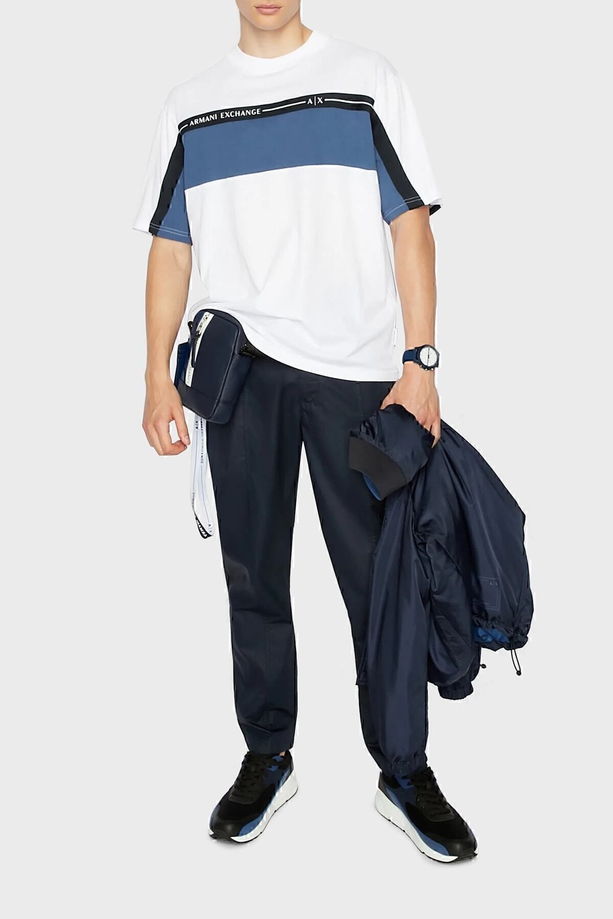 تی شرت سفید مردانه 100 ٪ پنبه تناسب دوچرخه Yaka Trit Tring 3rzmfd zjgez 81av Armani Exchange