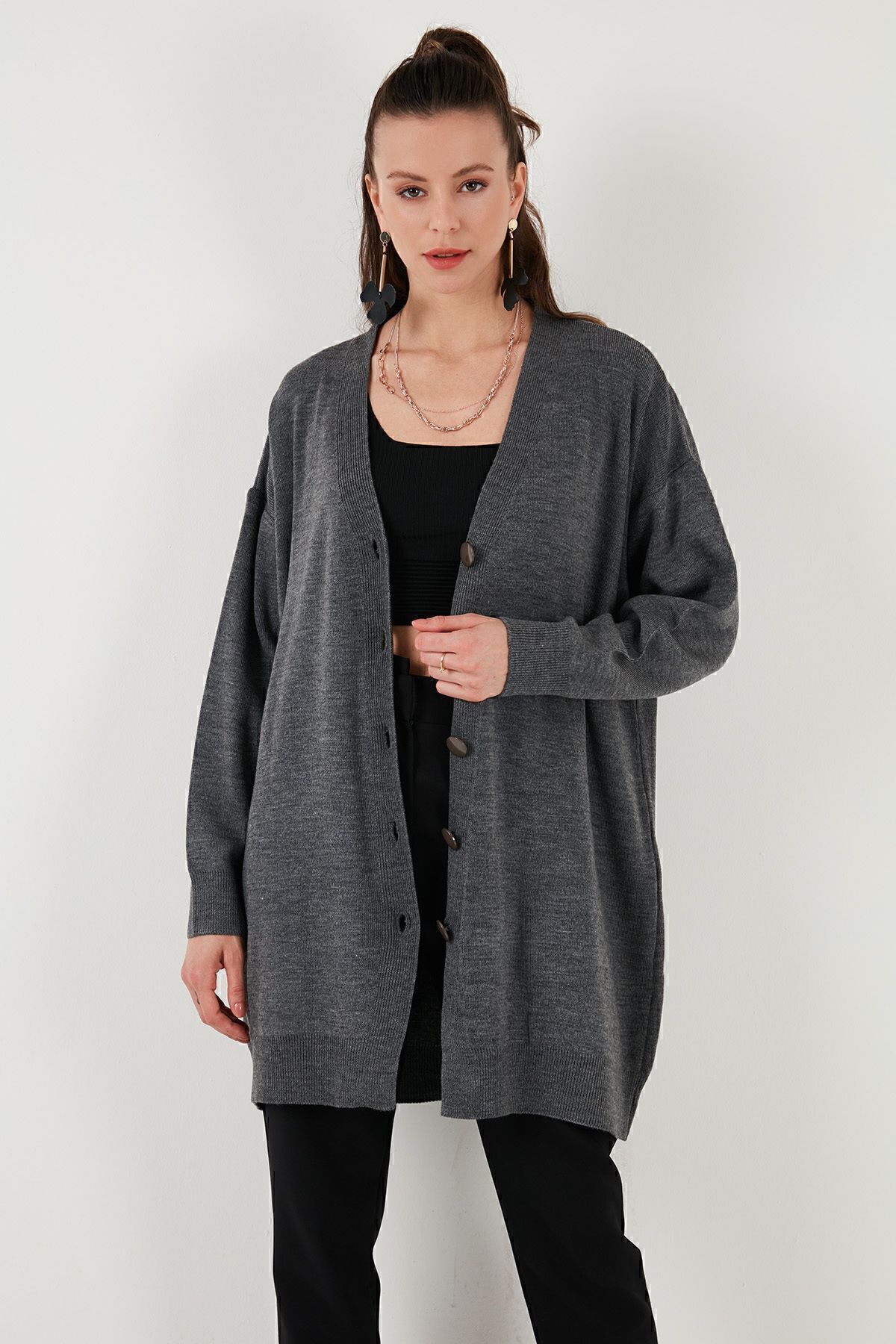 Lela-Cardigan de tricotaj cu decolteu în V - cu nasturi, CARDIGAN 4616031 3
