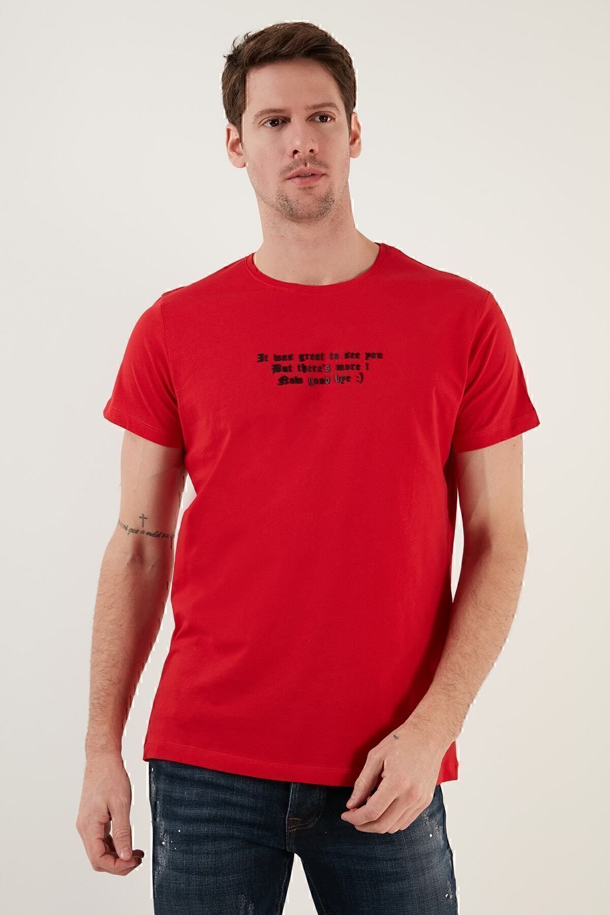 تیشرت مردانه قرمز بوراتی | 541THEMAS اورجینال - تصویر 4